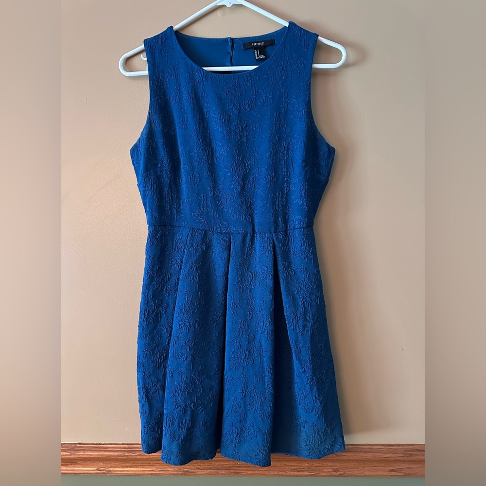 Forever 21 Royal Blue Textured Fit-and-Flare Dress